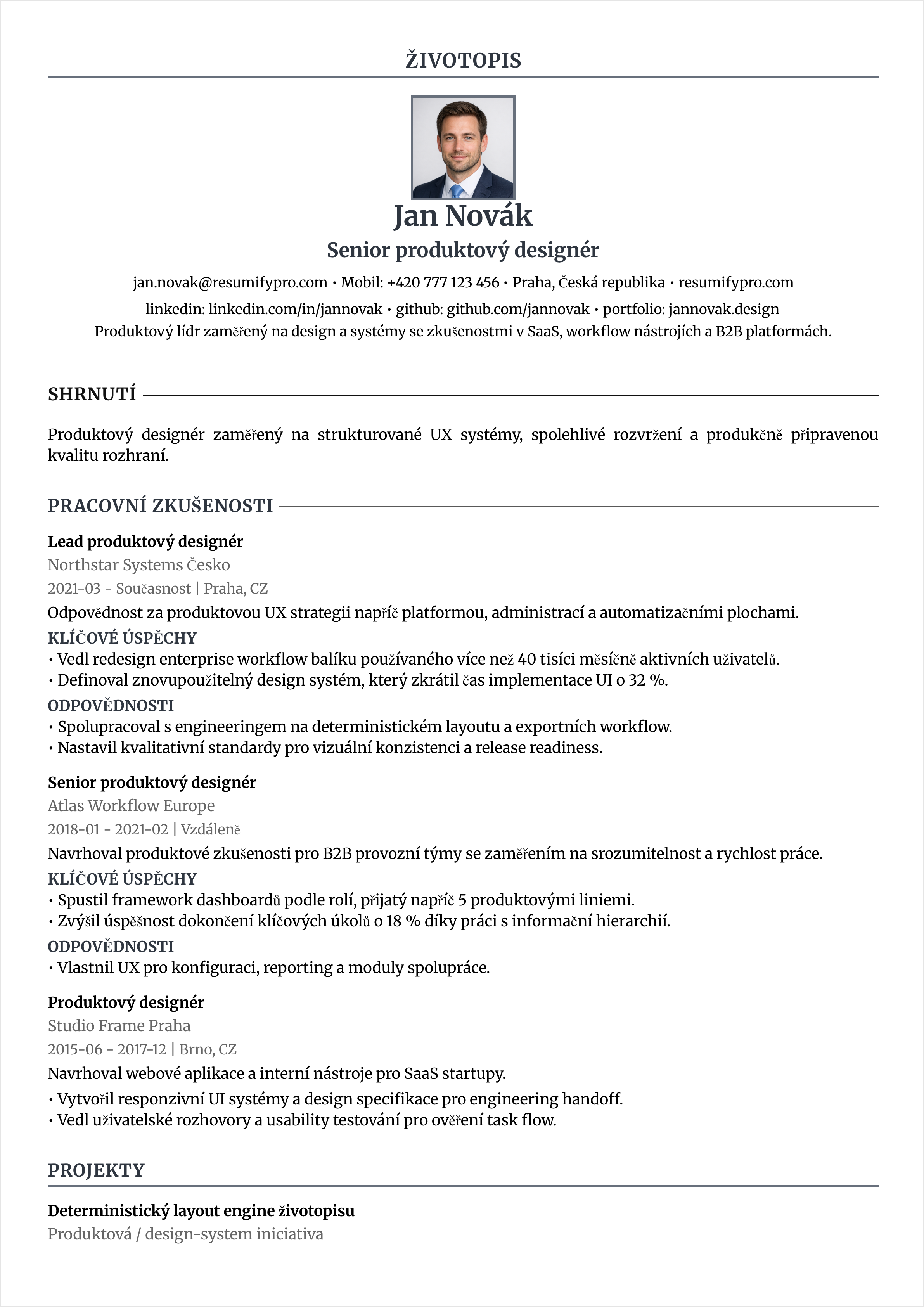 Klasický Jednosloupcový - Náhled