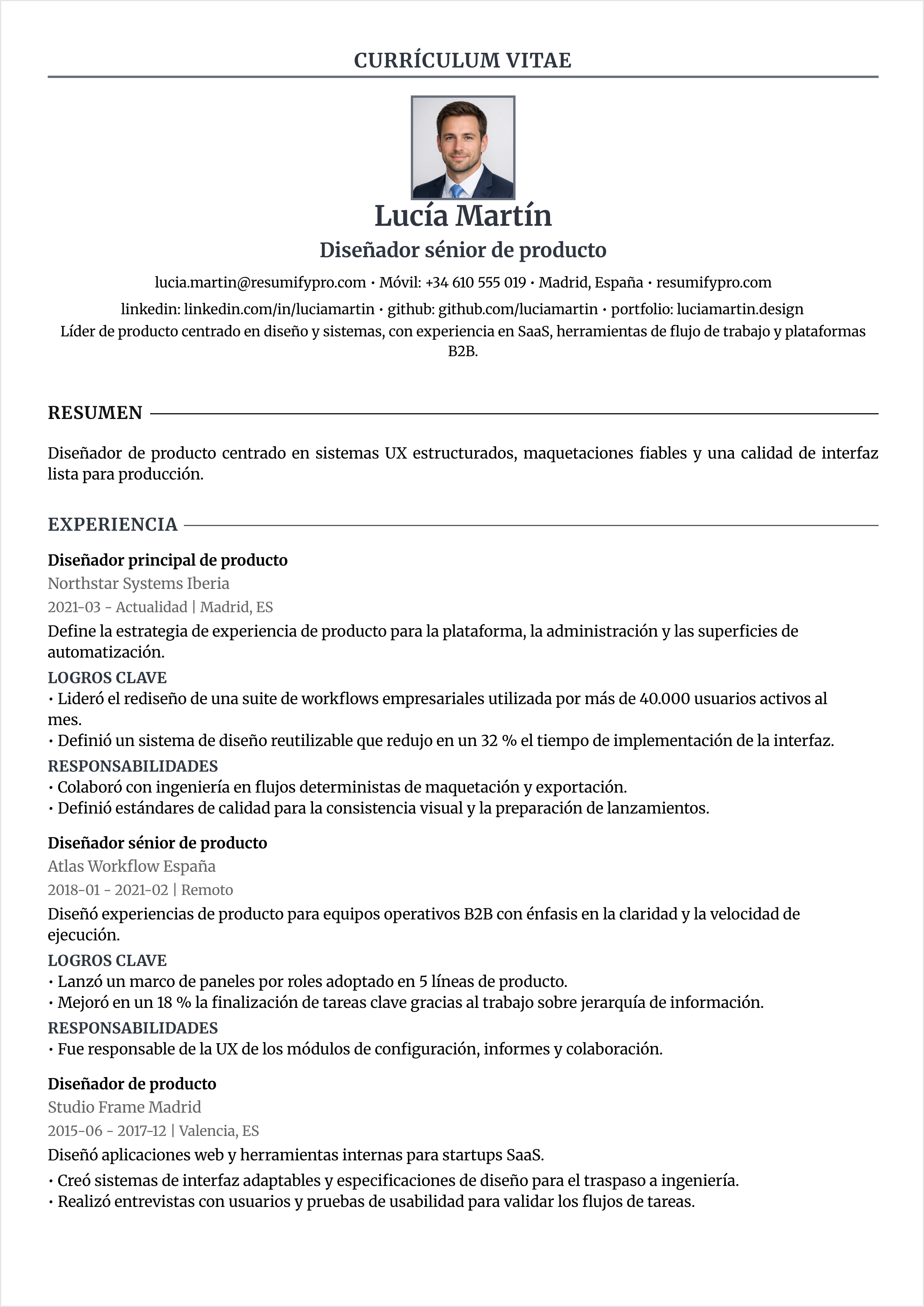 Clásico Columna única - Vista previa