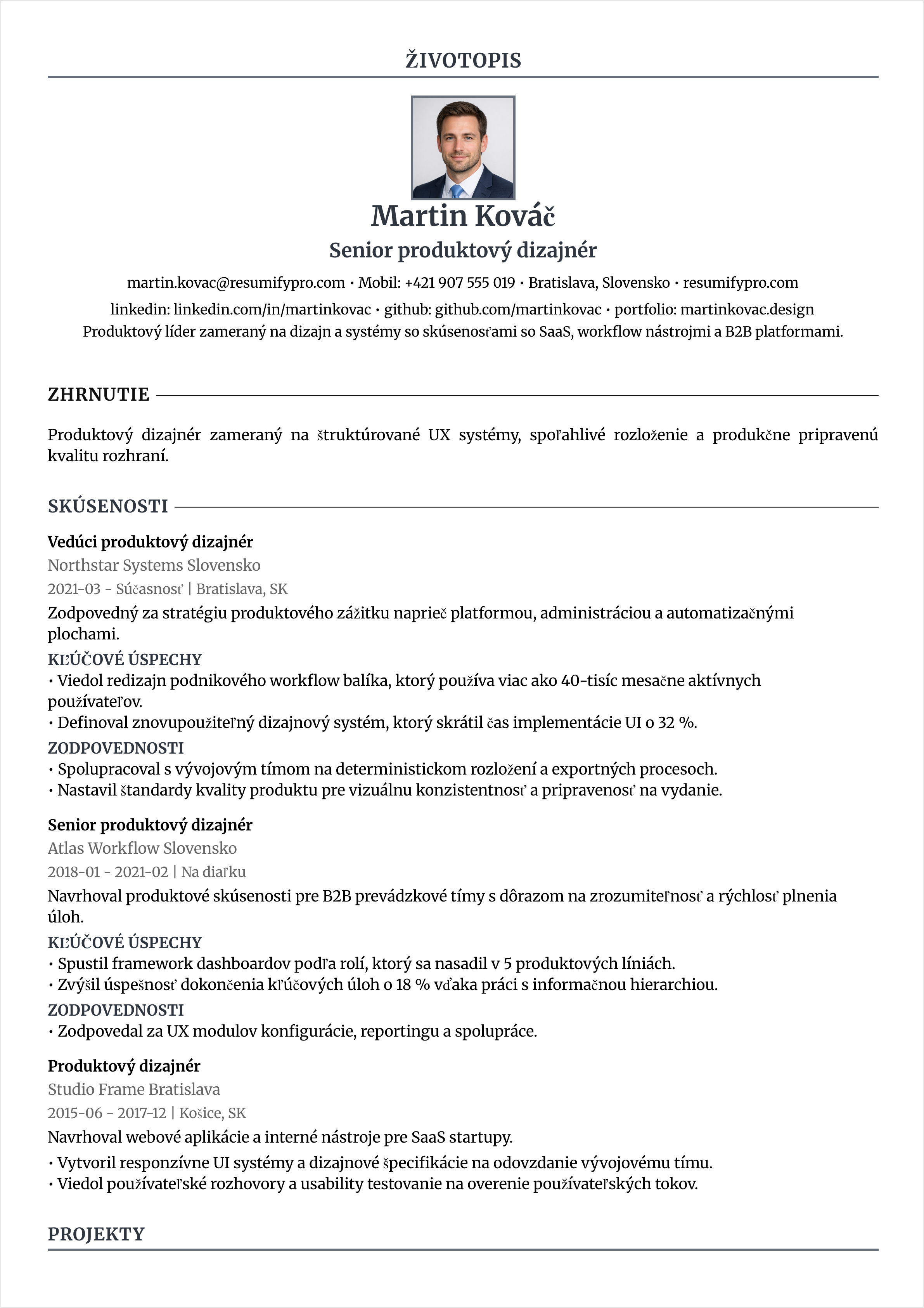 Klasický Jednostĺpcový - Ukážka