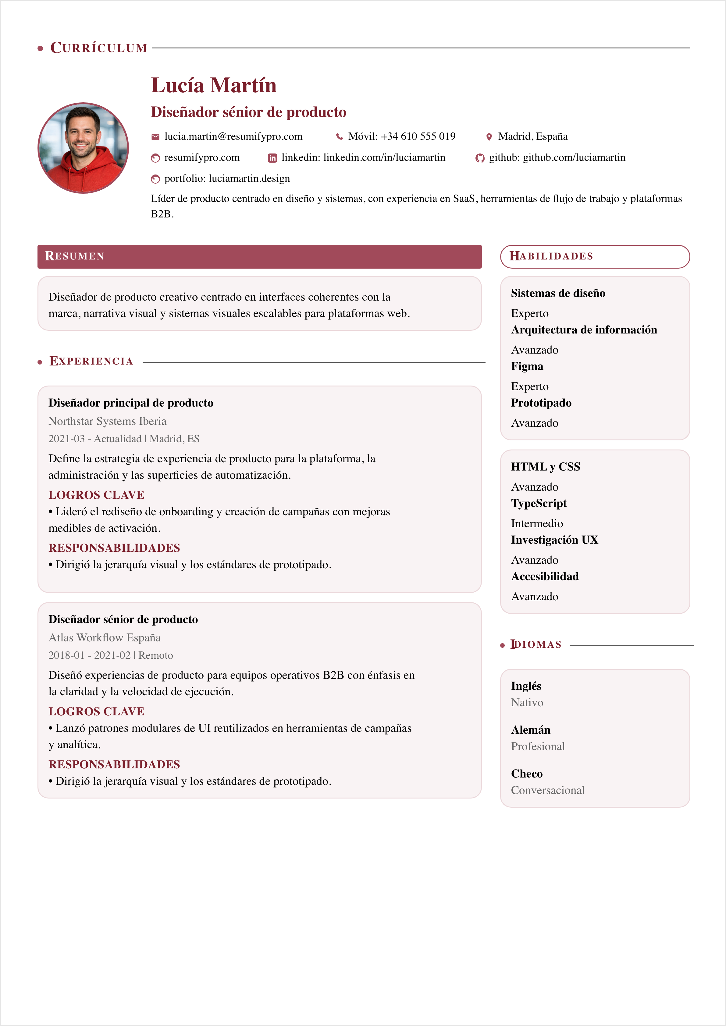 Creativo Dos columnas - Vista previa