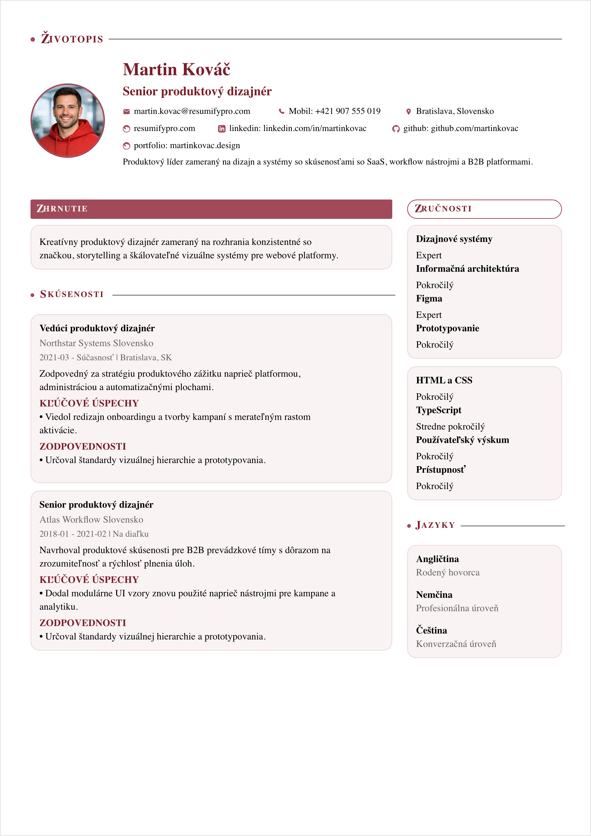 Kreatívny Dvojstĺpcový - Ukážka